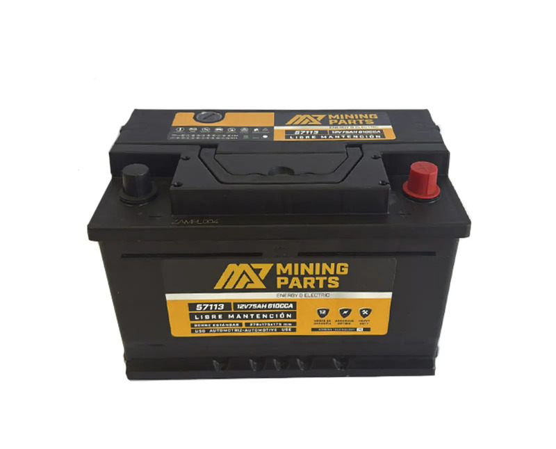 Batería Mining Parts 75Ah 12V 610 CCA con servicio de instalación técnica a domicilio en Santiago.